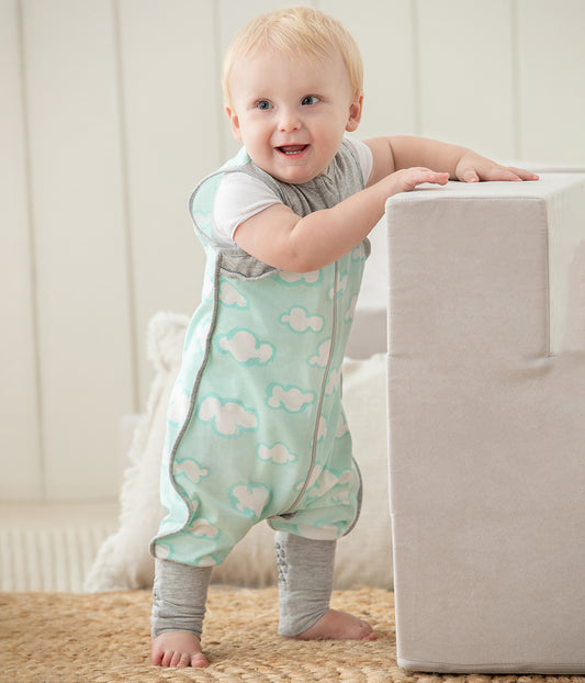 Pijama 0.2 TOG Algodón Orgánico Nubes Turquesa