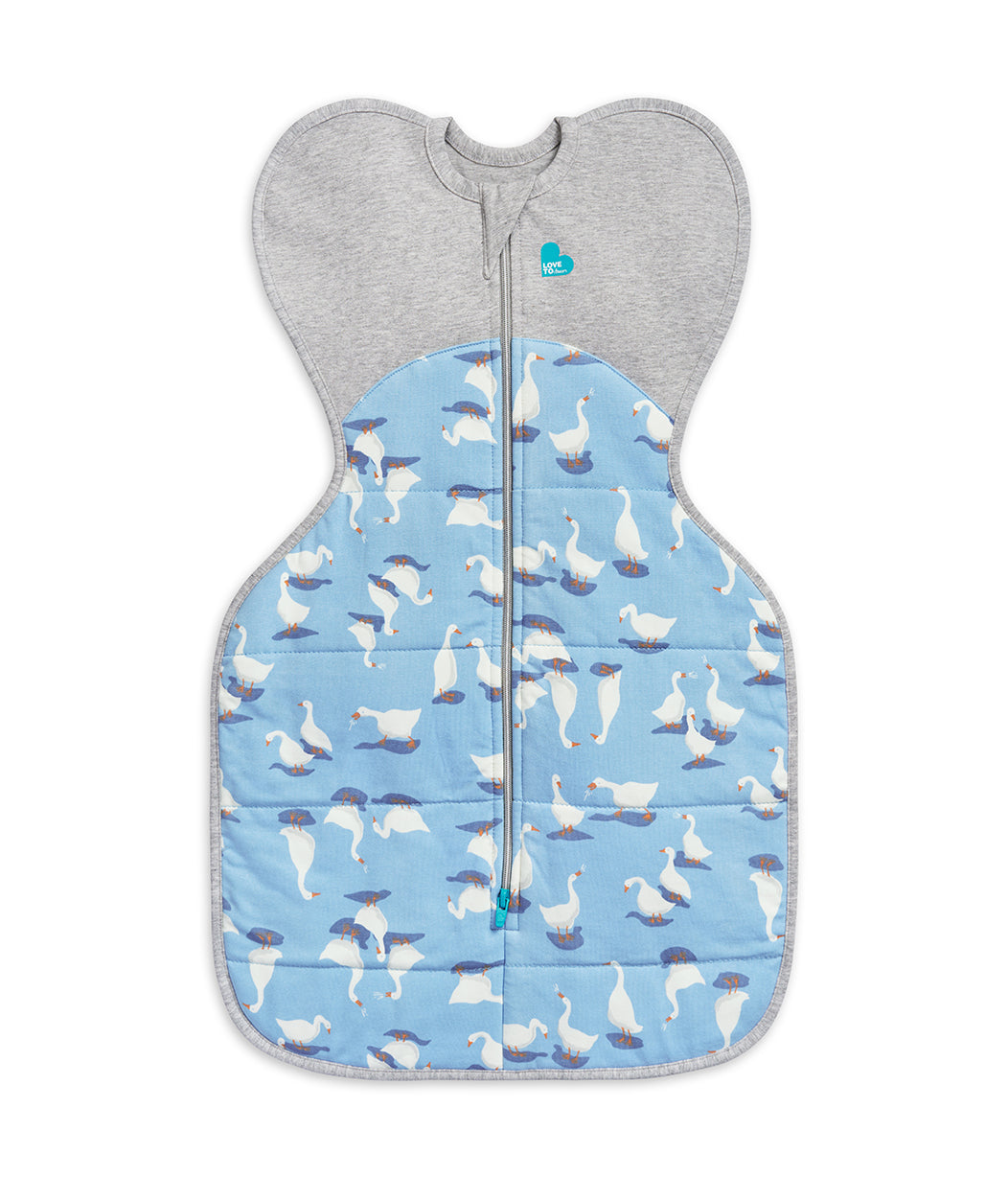 Swaddle Up™ Pucksack Kühl (16-20°C) Blau Dumme Gans Gesteppte Baumwolle