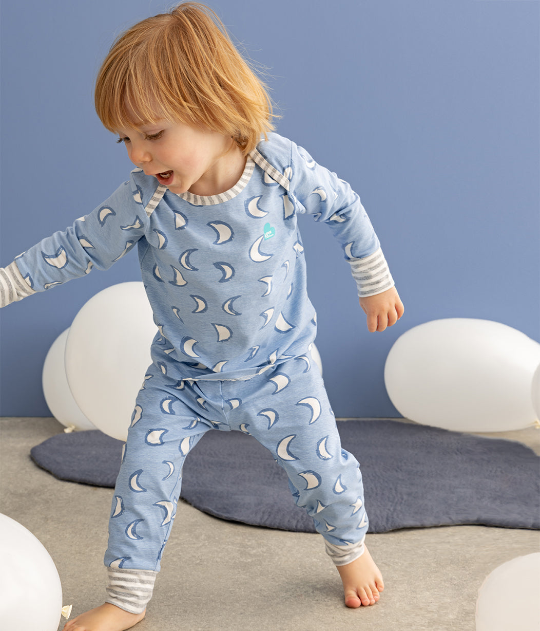 Kinder Langarm Pyjama-Set Blau Eklipse Baumwolle