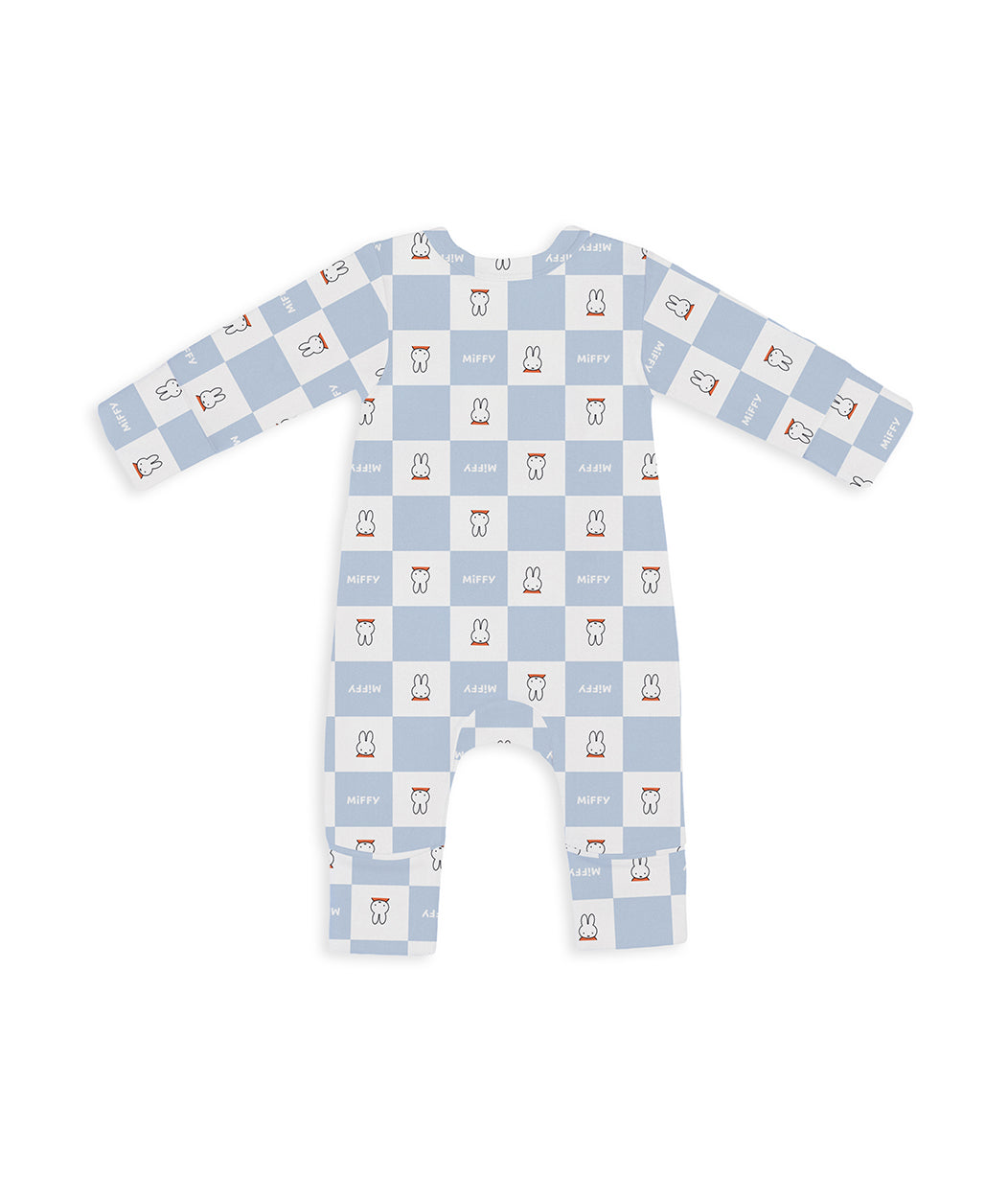 Strampler Baumwolle Blau Miffy Karomuster