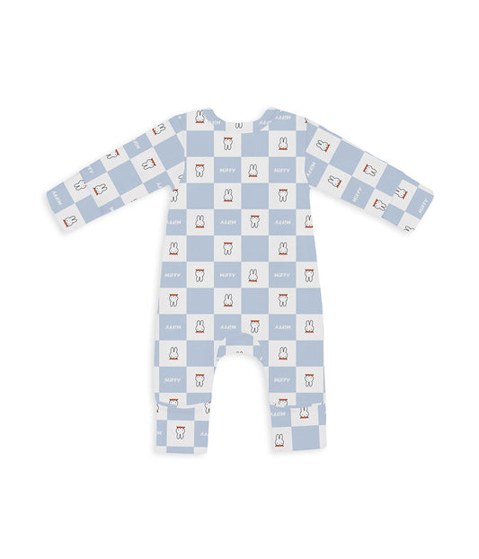 Strampler Baumwolle Blau Miffy Karomuster