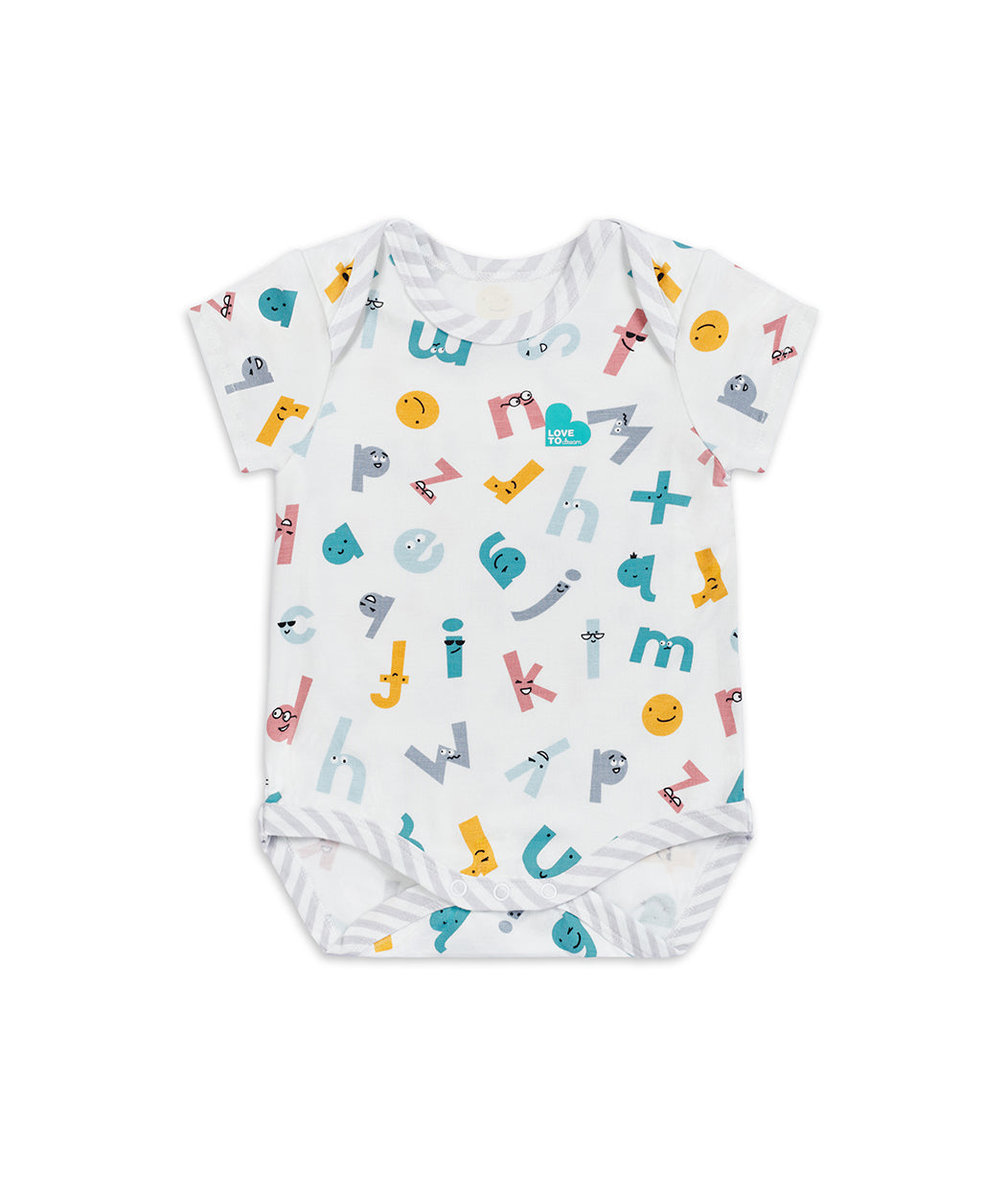 Bodysuit Short Sleeve Weiß Buchstabensuppe Ecovero