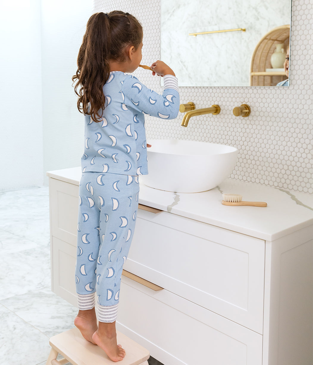 Kinder Langarm Pyjama-Set Blau Eklipse Baumwolle