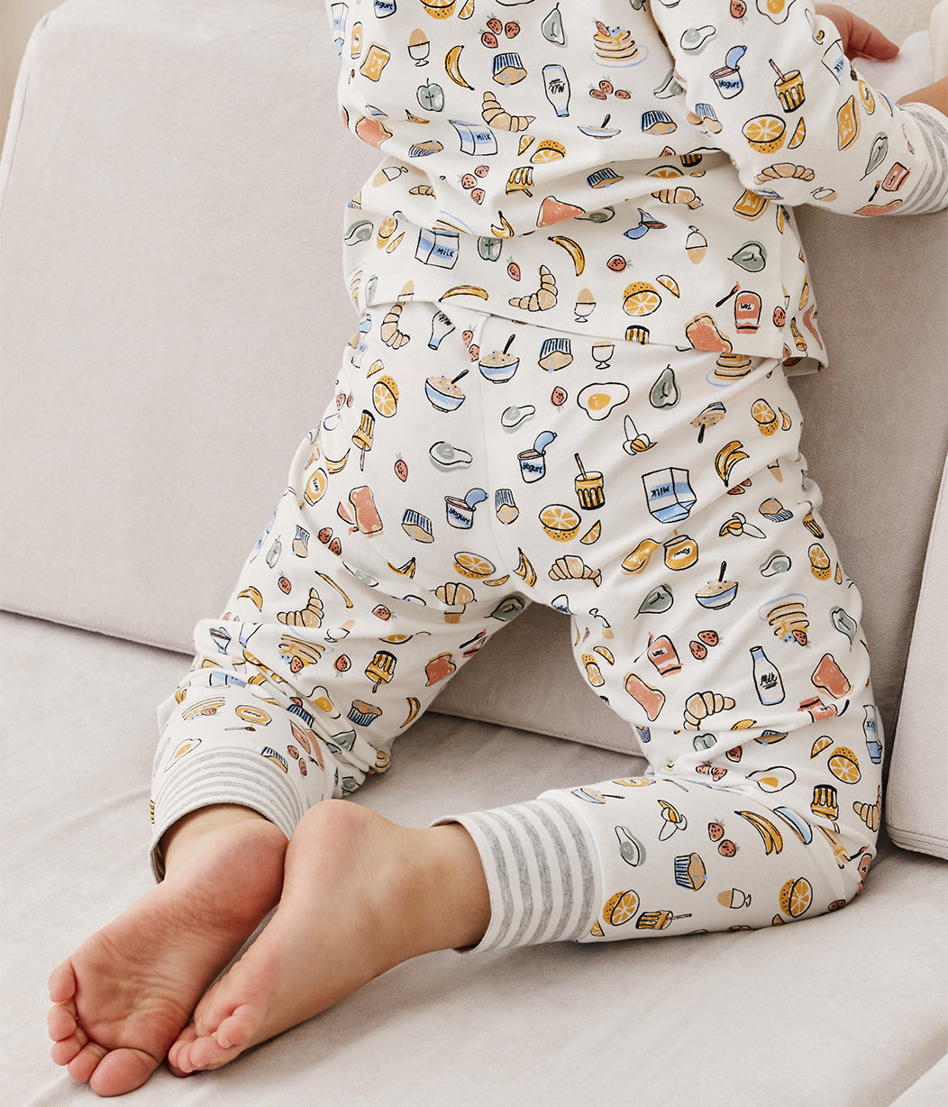 Love To Dream™ Kinder Langarm Pyjama-Set Frühstück Weiß