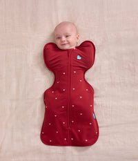 Swaddle Up™ 1.5 TOG Cotton Fleece Maroon Hearts Embroidery