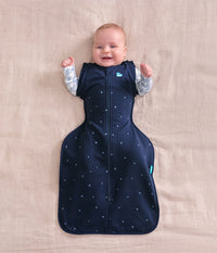Swaddle Up™ 2-in-1 Übergangspucksack 1.5 TOG Baumwollfleece Marineblau Gestickter Funkelstern