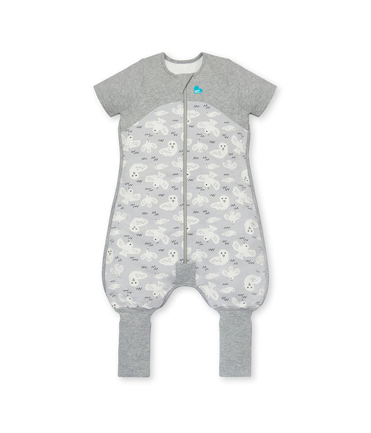 Sleep Suit Short Sleeve 1.5 TOG Organic Cotton Grey Doves