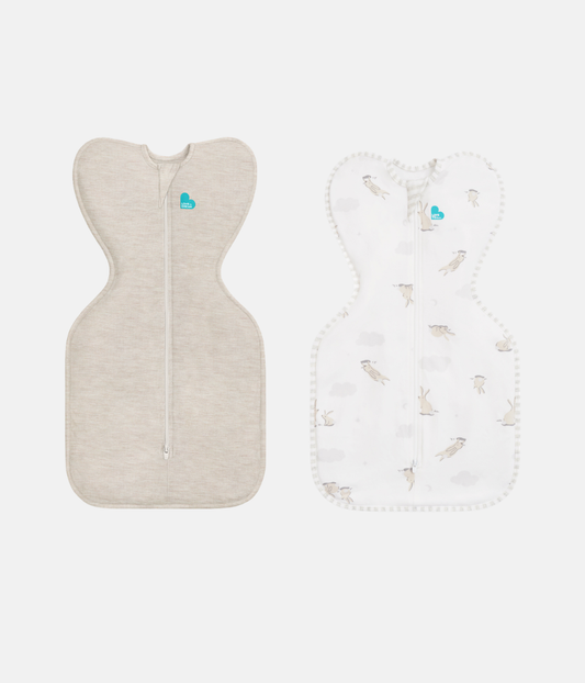 Swaddle Up Starter Set | 1,0 TOG | Blanco Nubes Conejitos | Blanco Soñador | Jaspeado Natural