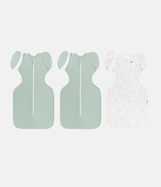 Swaddle Up Starter Set | 1,0 TOG | Blanco Nubes Conejitos | Blanco Soñador | Jaspeado Natural