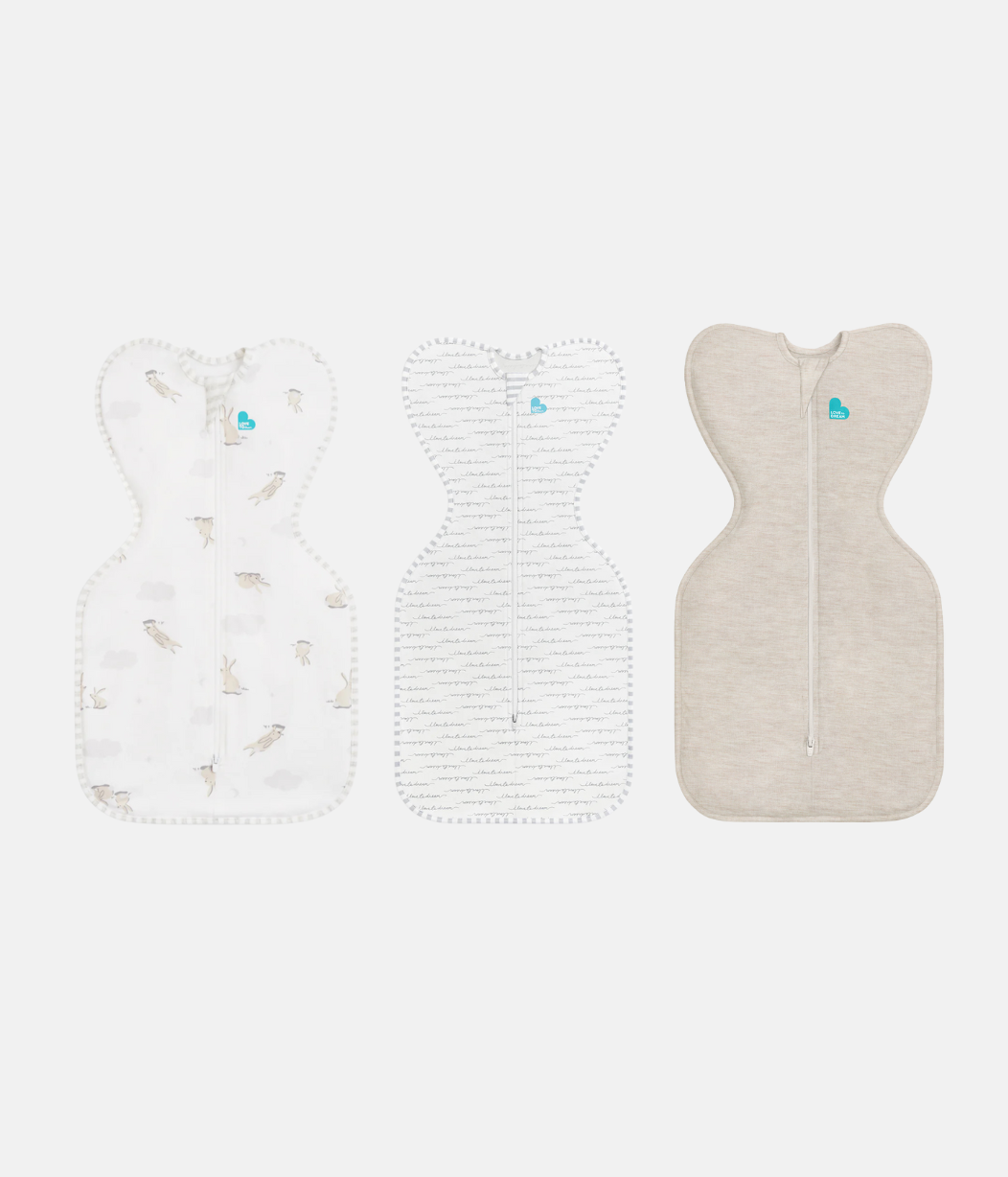 Swaddle Up Starter Set | 1,0 TOG | Blanco Nubes Conejitos | Blanco Soñador | Jaspeado Natural