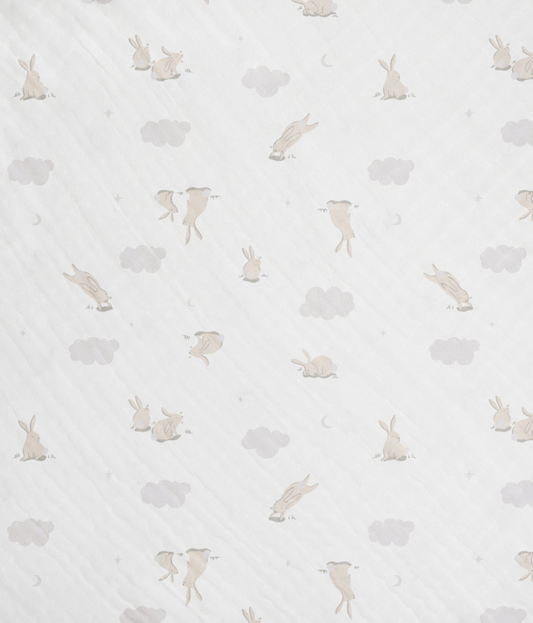 Toalla Con Capucha De Muselina Blanco Nube Conejito