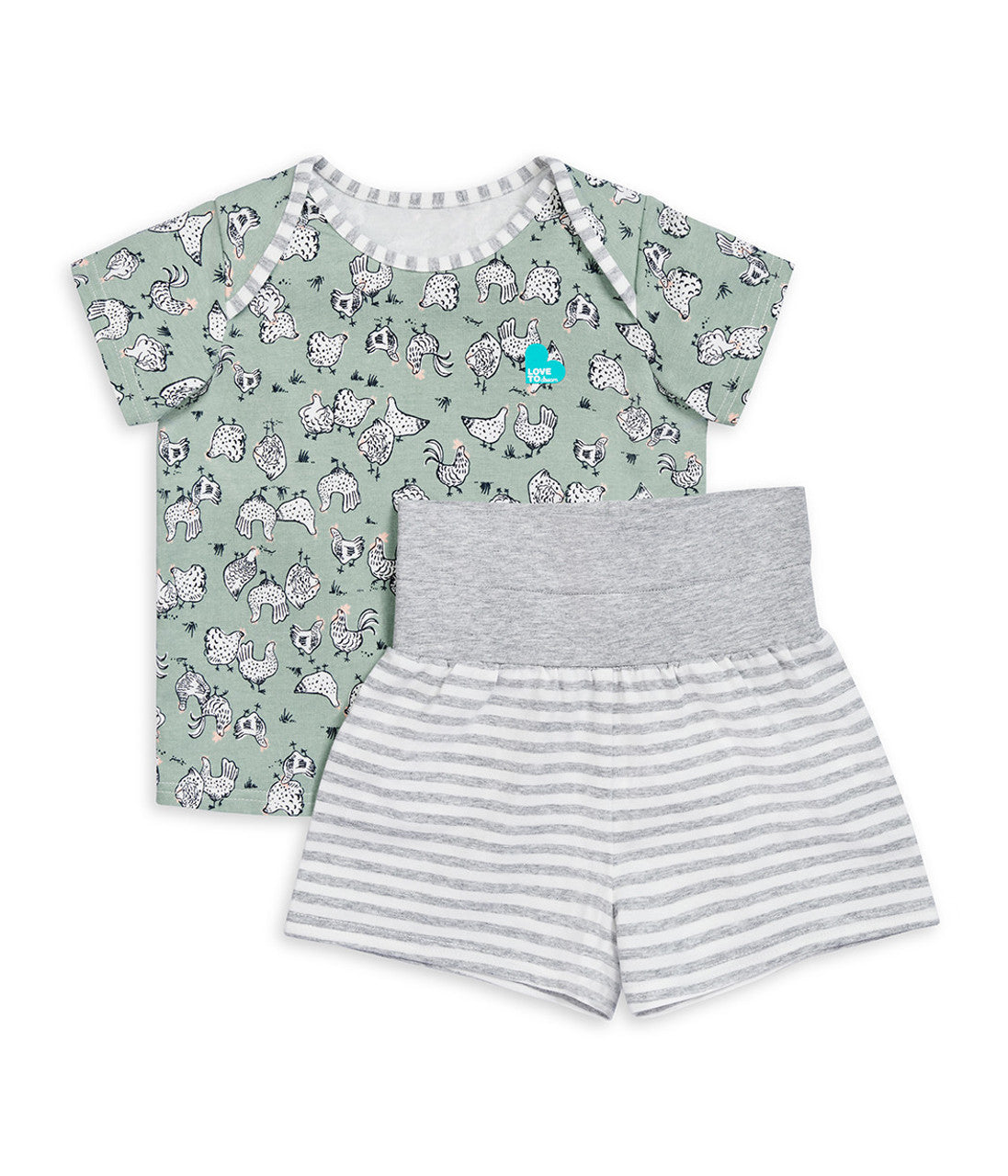 Love To Dream™ Kurzarm-Pyjama-Set für Kinder mit Hühnerrennen