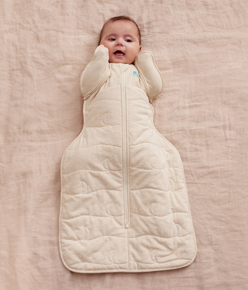 Swaddle Up™ 2-in-1 Übergangspucksack 3.5 TOG Gesteppte Baumwolle Naturmeliert Gesteppter Mond
