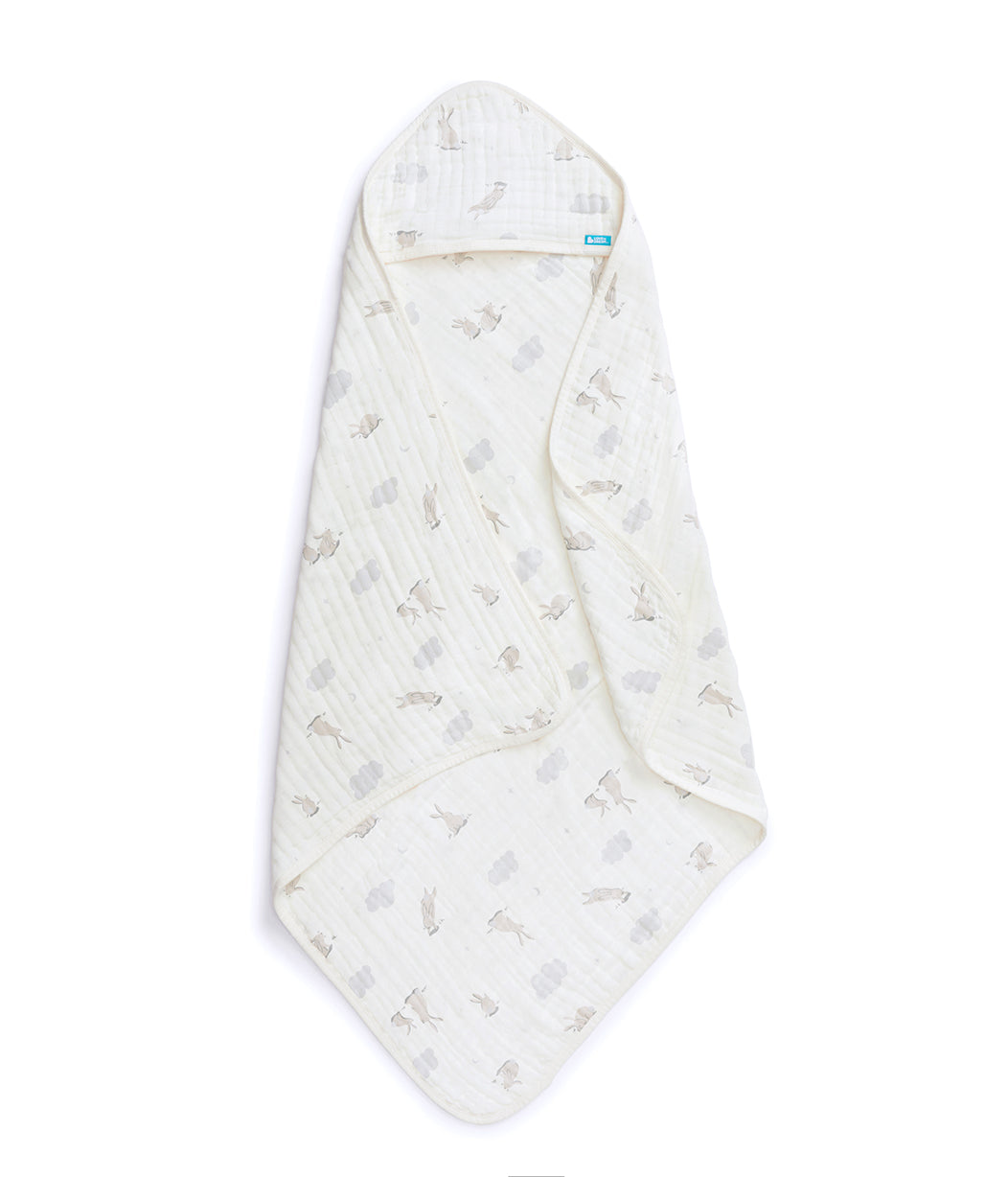 Toalla Con Capucha De Muselina Blanco Nube Conejito