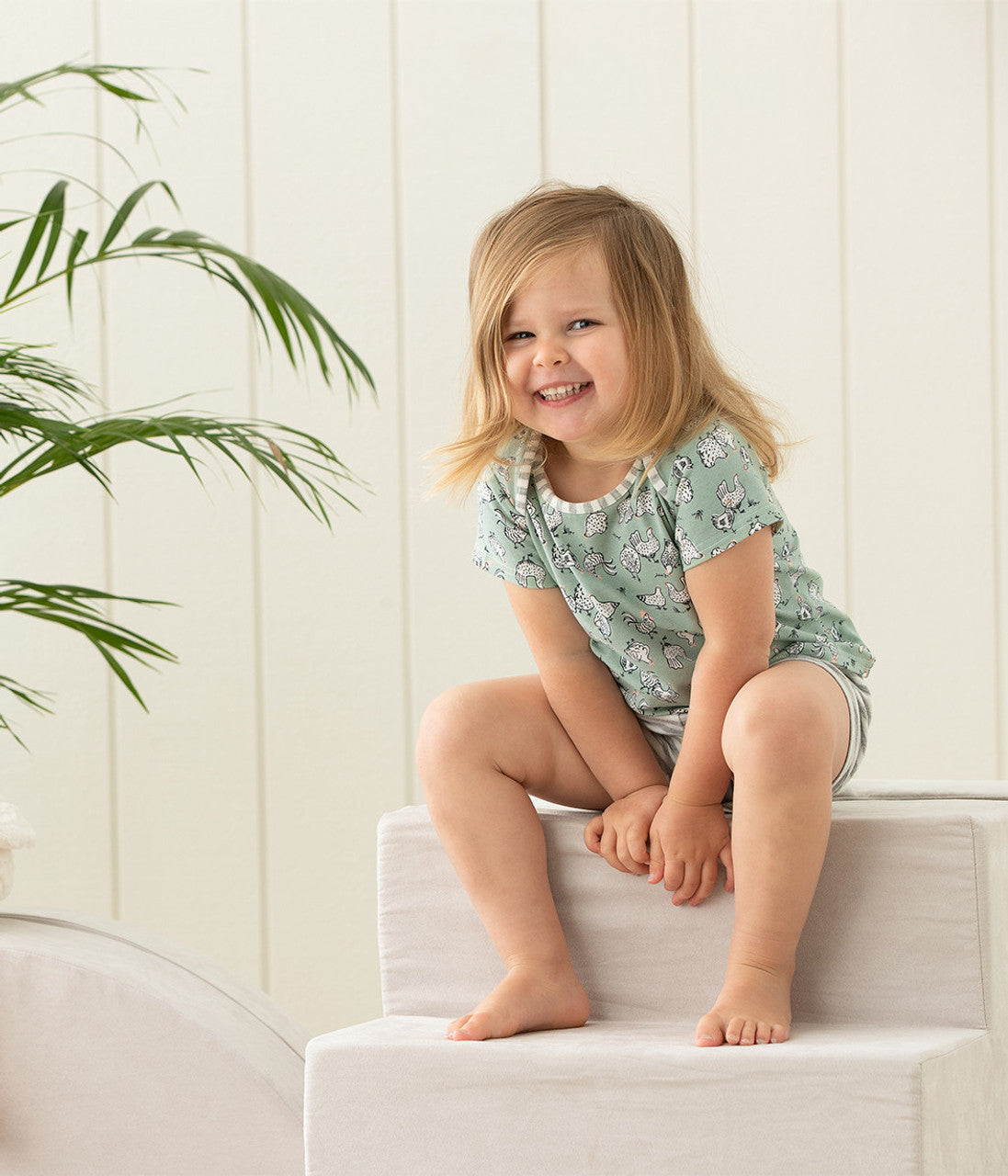 Love To Dream™ Kurzarm-Pyjama-Set für Kinder mit Hühnerrennen