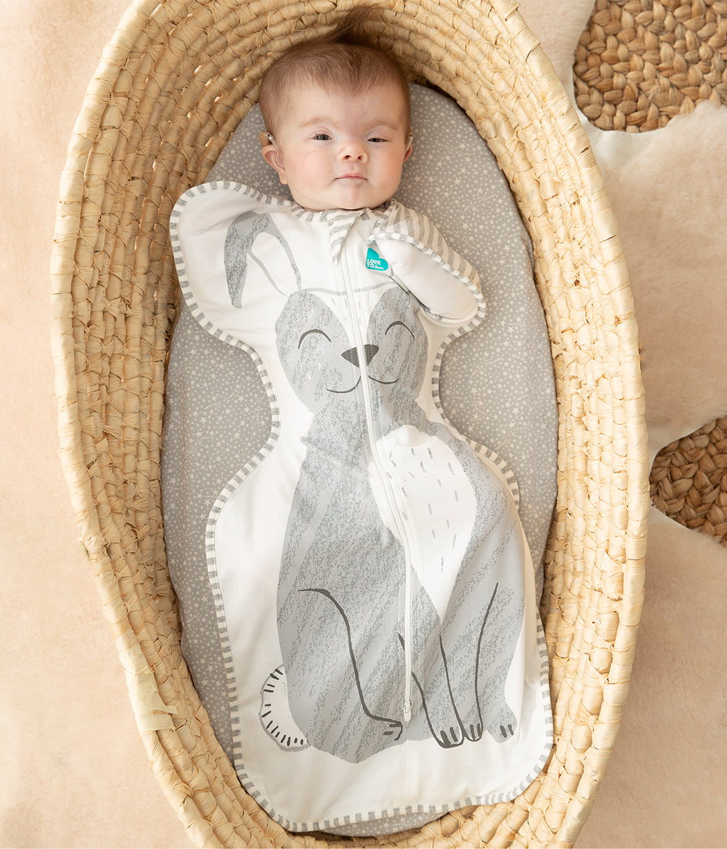 Swaddle Up™ Pucksack Gemäßigt (20-24°C) Grau Stevie der Hase Baumwolle