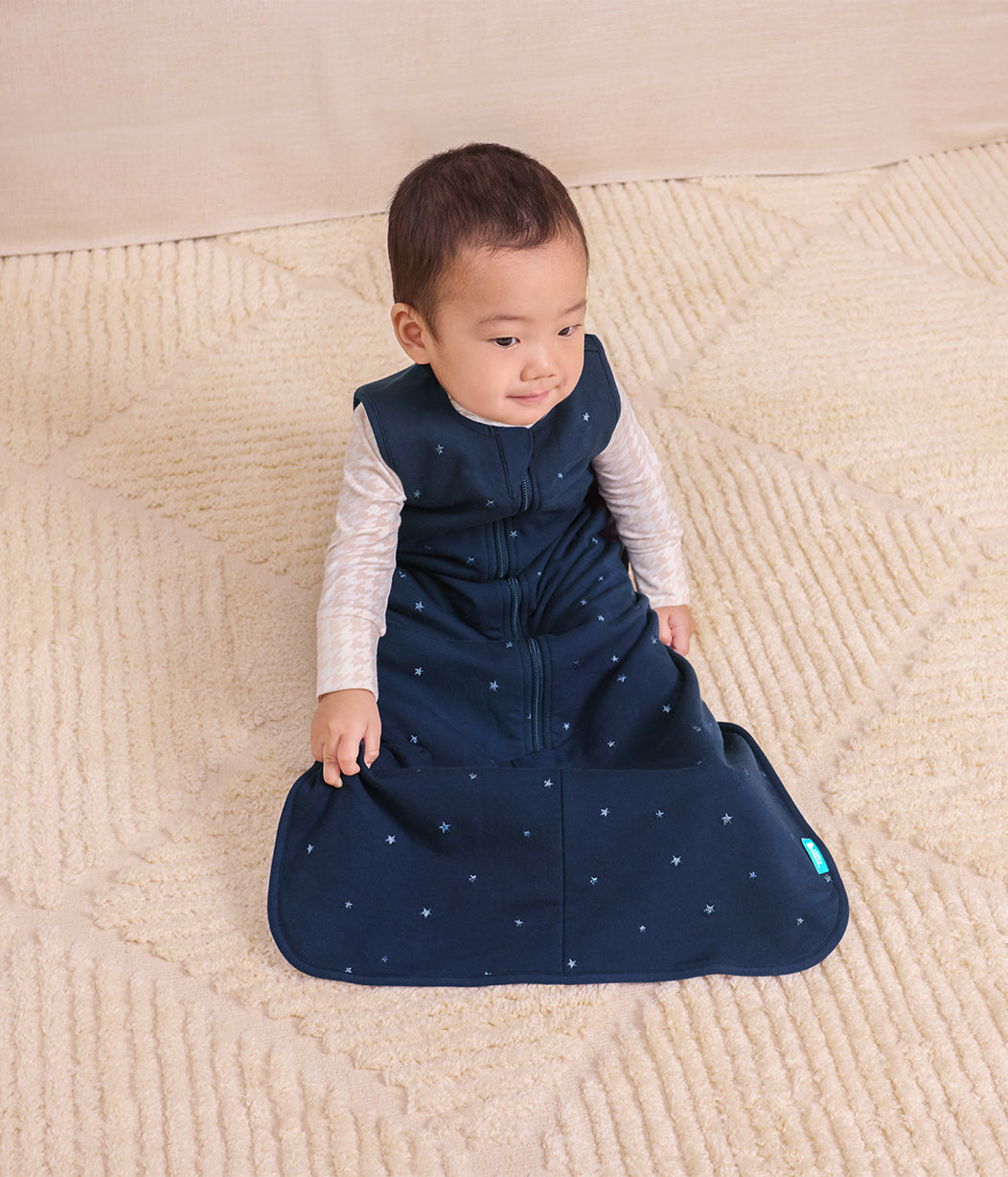 Saco de dormir sin mangas 1.5 TOG Forro polar de algodón Azul marino Estrella brillante bordada