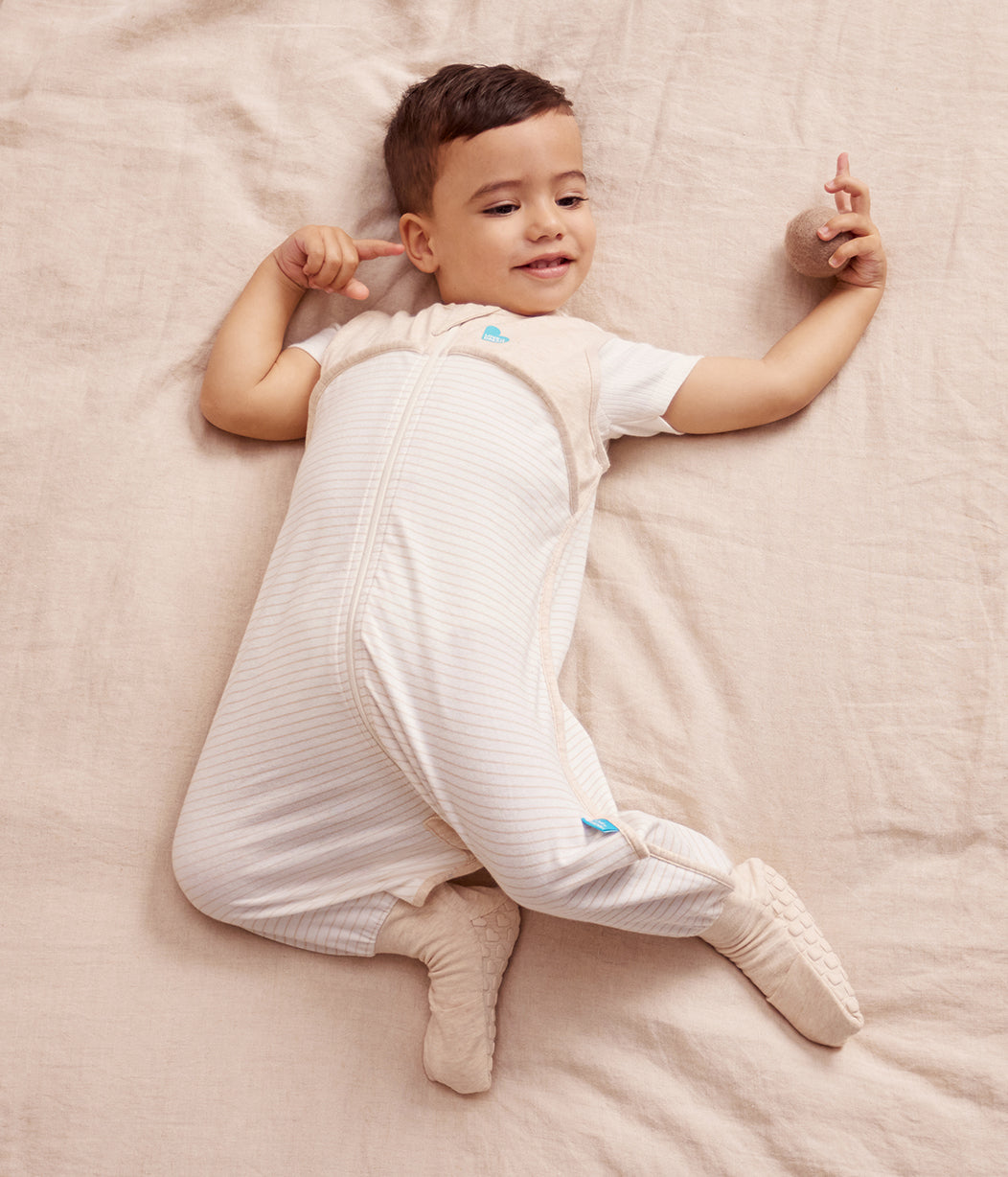 Pelele de dormir sin mangas 0.2 TOG algodón beige Rayas marineras