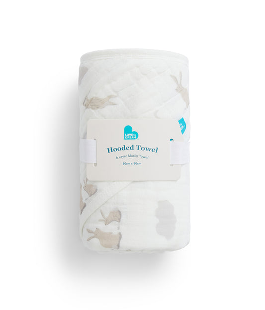 Toalla Con Capucha De Muselina Blanco Nube Conejito