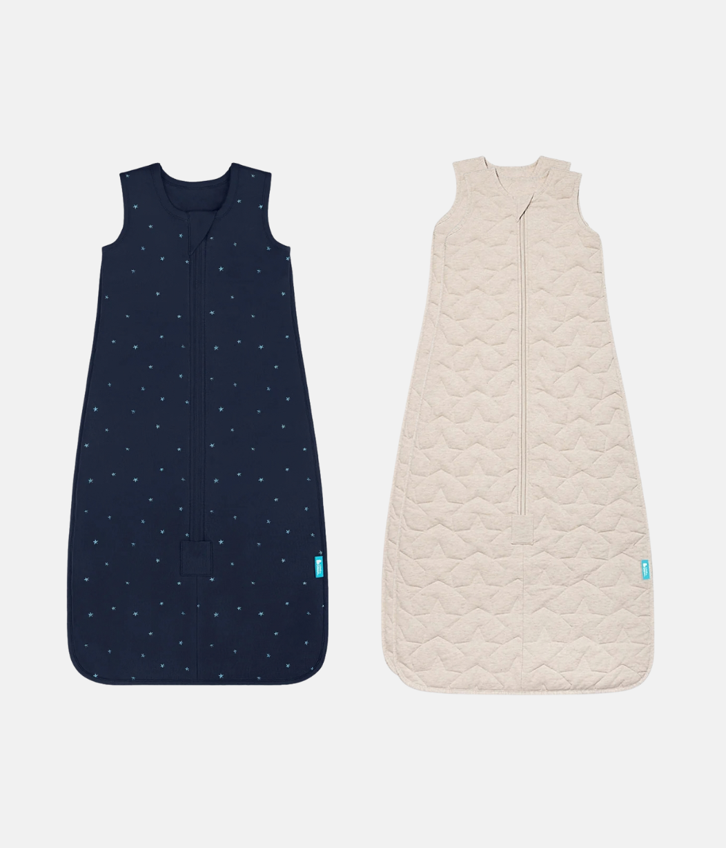 Sleep Bag Bundle | 1.5 | 2.5 TOG | Marine Twinkle Embroidery | Oatmeal Quilted Star