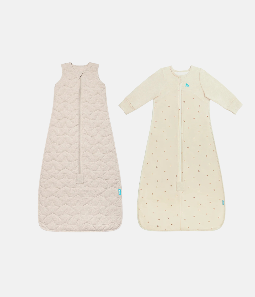 Sleep Bag Bundle | 1.5 | 2.5 TOG | Oatmeal Quilted Star | Oatmeal Twigs
