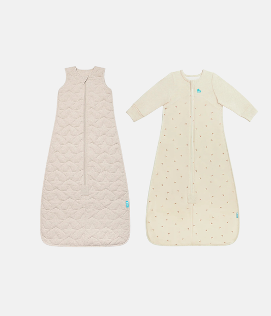 Pack saco de dormir | 1,5 | 2,5 TOG | Natural jaspeado Estrella acolchada | Natural jaspeado Ramitas