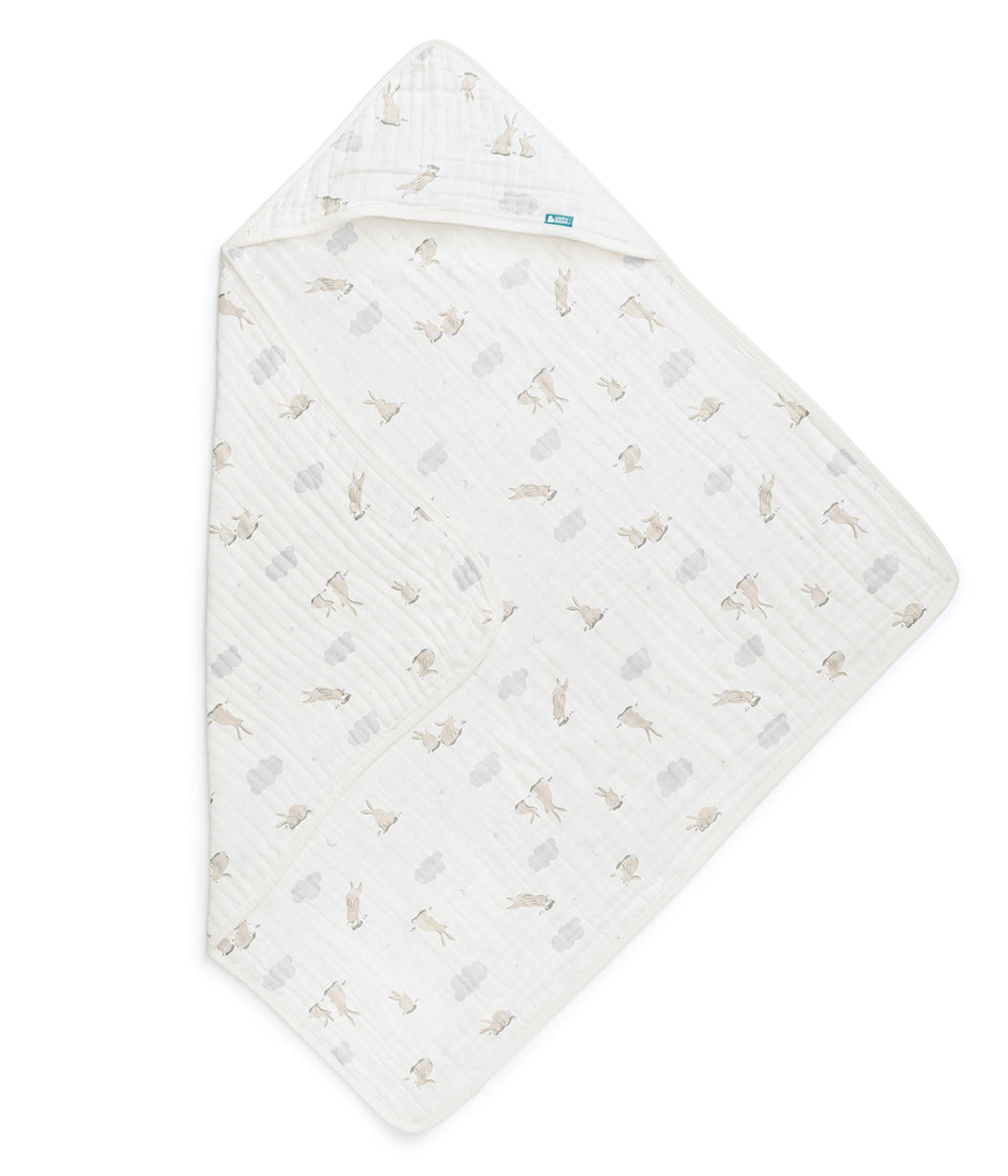 Toalla Con Capucha De Muselina Blanco Nube Conejito