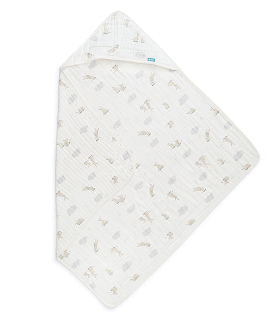 Toalla Con Capucha De Muselina Blanco Nube Conejito