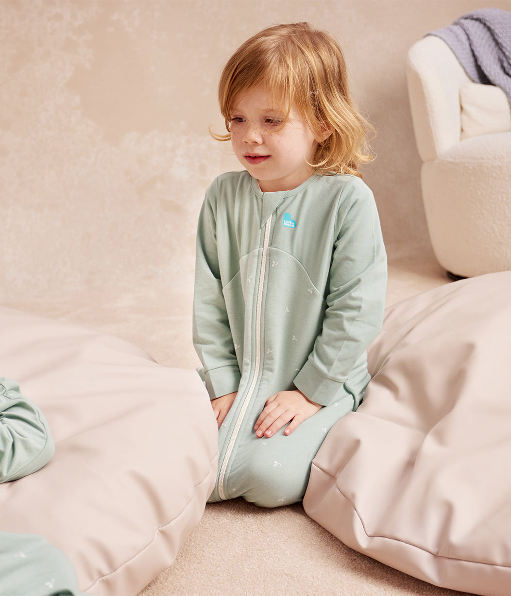 Schlafsack langarm 1.5 TOG Baumwolle Oliv Zweige