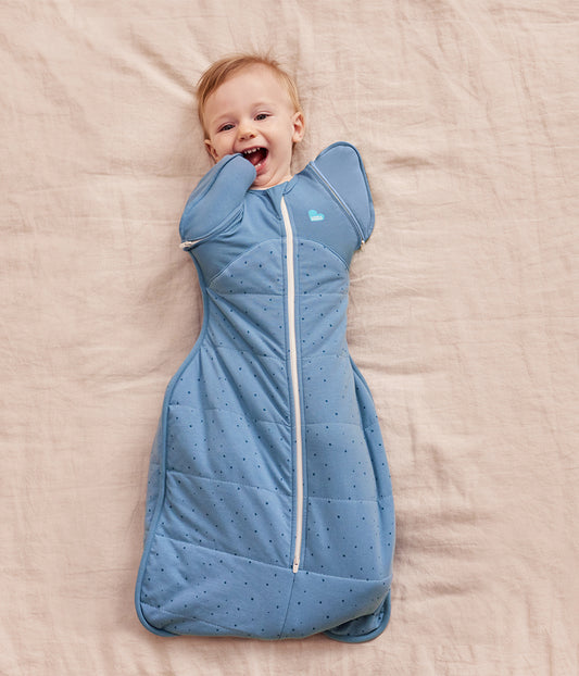 Swaddle Up™ 2-in-1 Übergangspucksack 2.5 TOG Baumwolle Sturmblau Steinchen