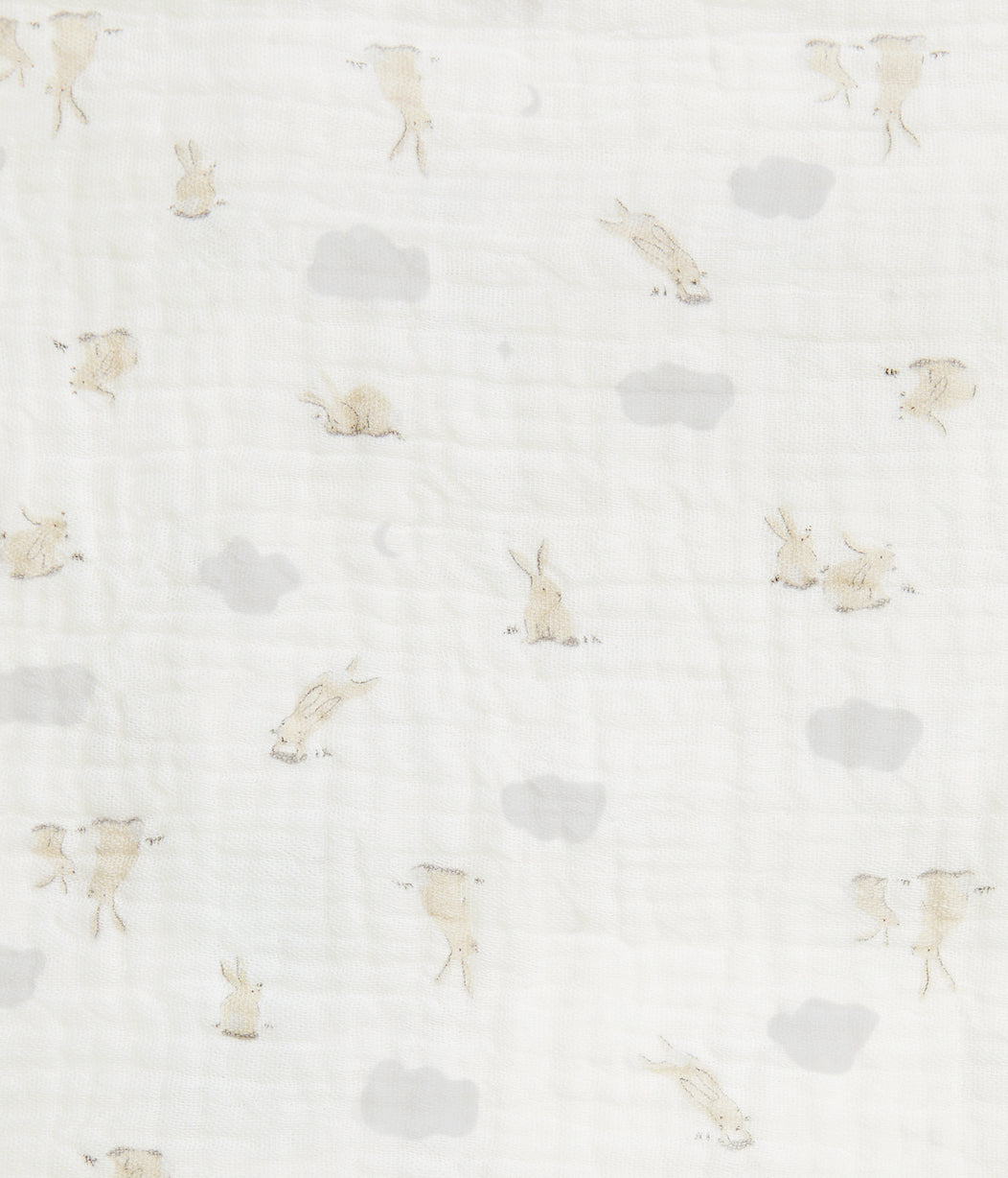 Toallitas Pack de 3 Muselina Blanco Mini Nube Conejito