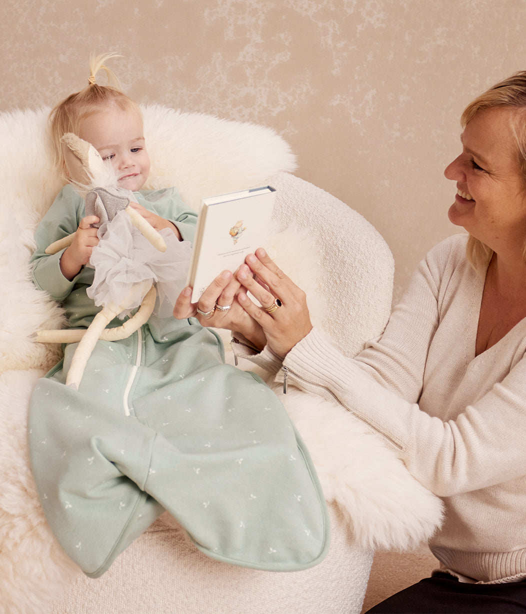 Schlafsack langarm 1.5 TOG Baumwolle Oliv Zweige