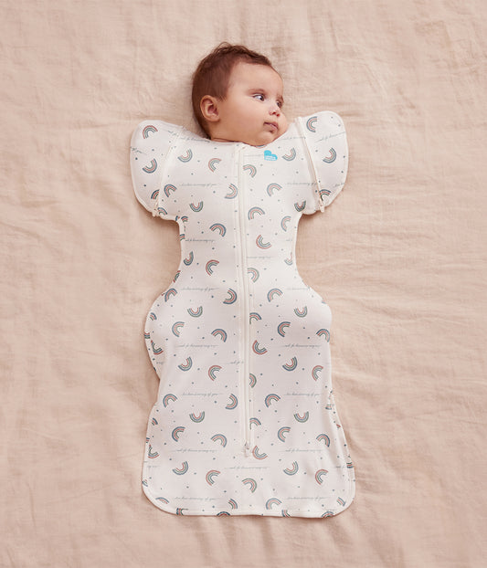Swaddle Up™ Übergangspucksack 1.0 TOG Baumwolle Weiß Regenbogen Traum
